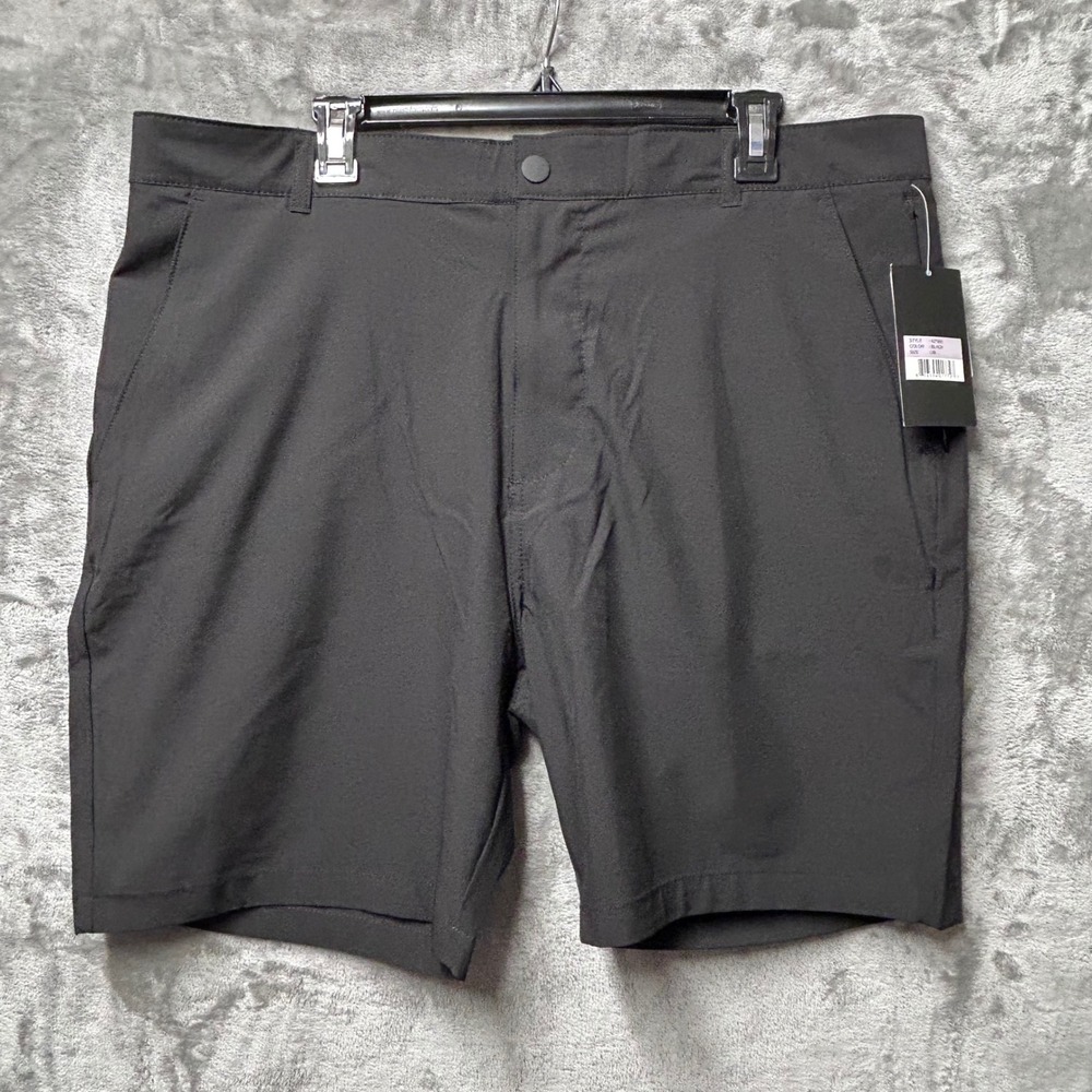 Iron Eagle Men Black Flat Front Golf Shorts Size 38 Stretch Performance Comfort